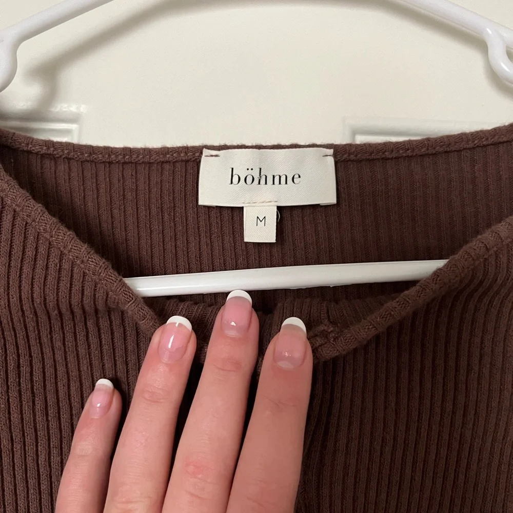 Brown Ribbed Cropped Cardigan - Picture 4 of 4